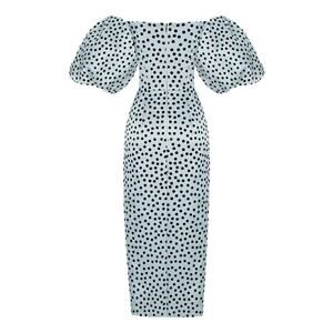 RASARIO Polka Dot Silk Organza Off Shoulder Midi  Wedding Guest Dress IT 44